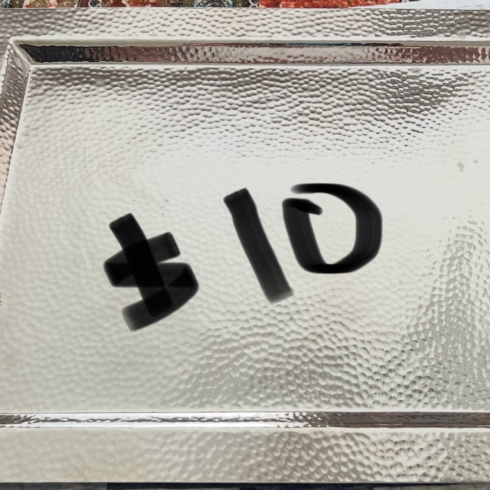 Silver Hammered Metal Tray